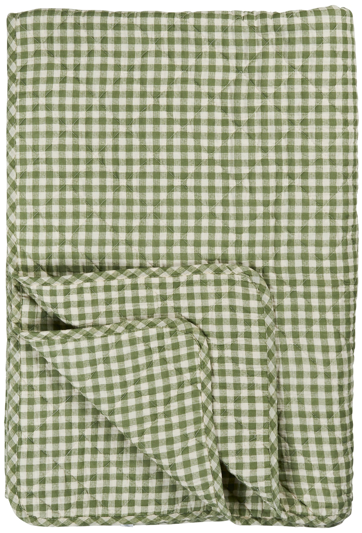 Gewatteerd plaid | Groen geruit | Één persoons | IB Laursen